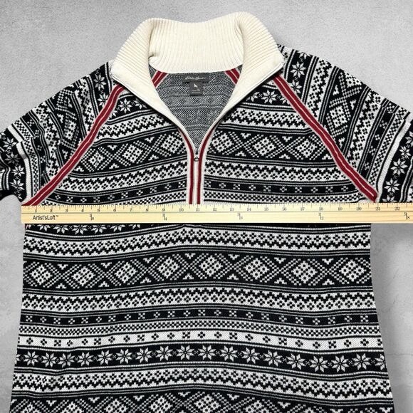 Eddie Bauer Womens Fair Isle Engage Quarter Zip Pullover Sweater XL Nordic Ski - Picture 3 of 9